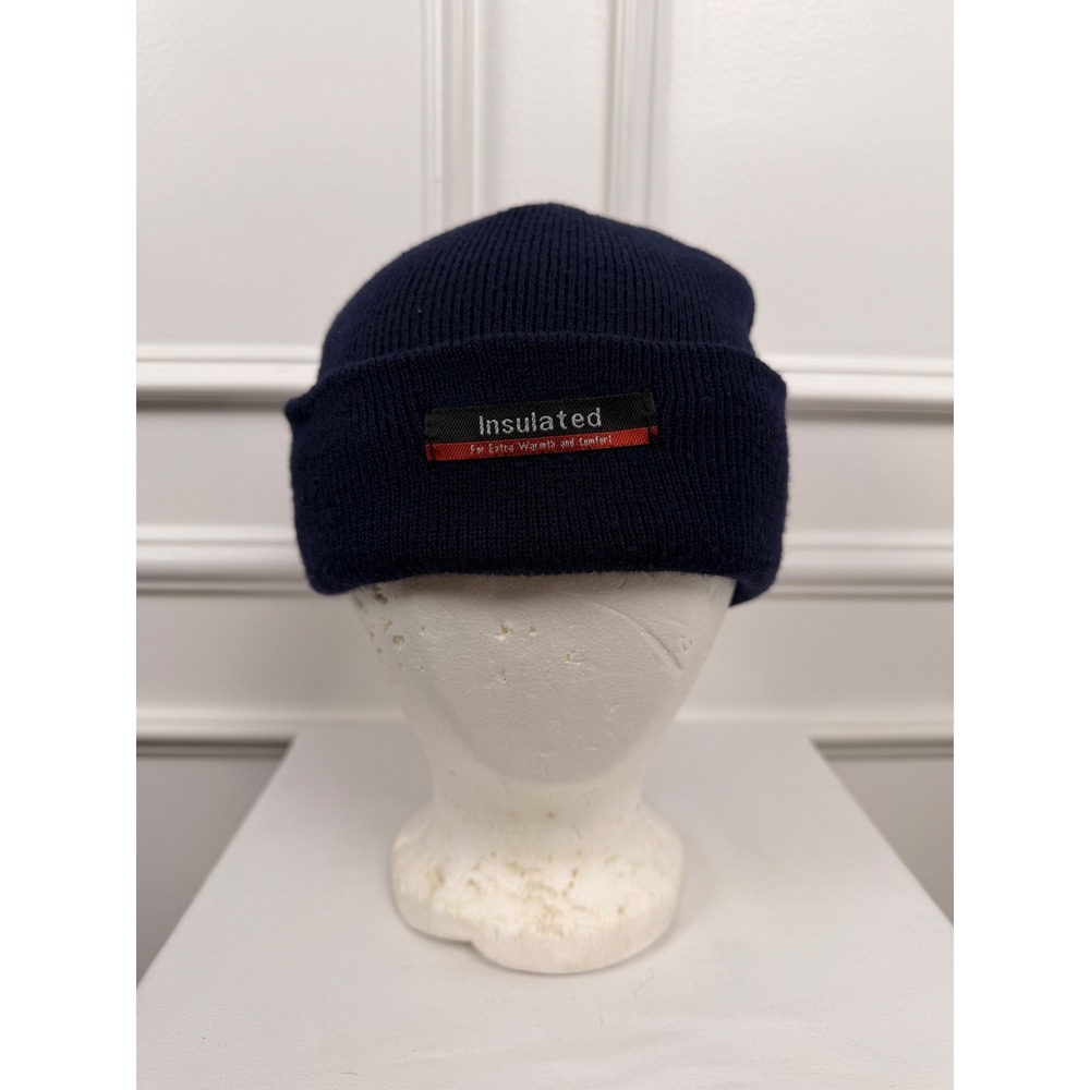 Insulated Navy Blue Thermal Knit Beanie Hat‎ One Size